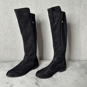 Kenneth Cole Reaction WES Stretch Back‎ Black Knee Boots Womens 6.5M Flat Zip